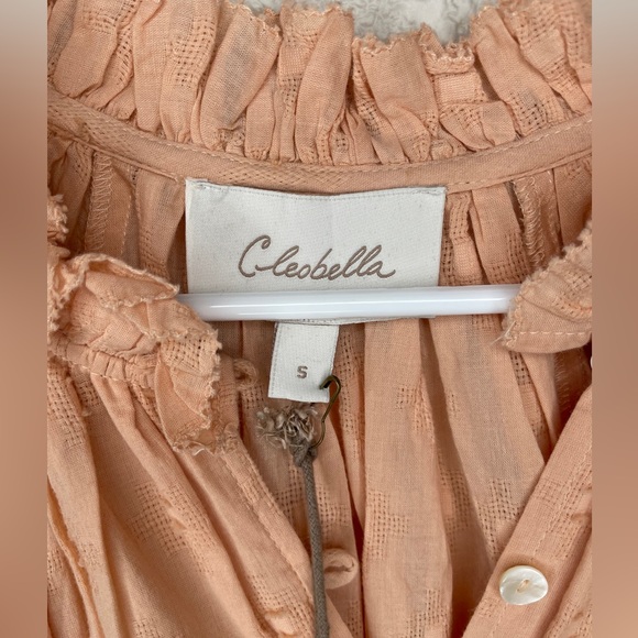 NWT Cleobella Antonia Puff Sleeve Peasant Top Light Peach Size Small - Picture 7 of 11